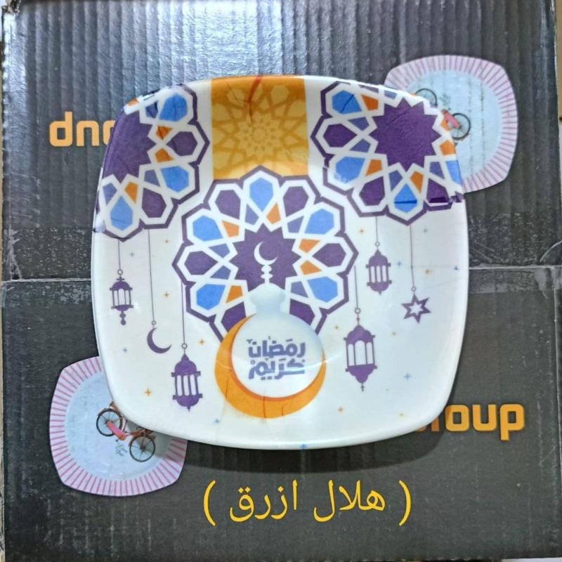 طقم عشاء ميلامين هلال ازرق أشكال رمضان (24 قطعة)