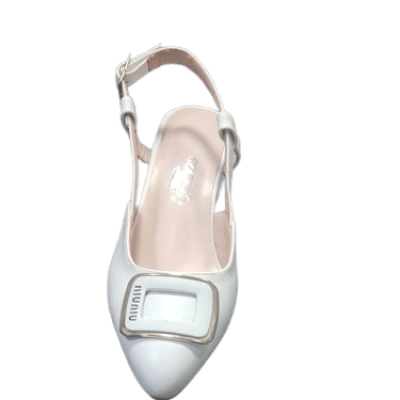 حذاء Miu Miu Slingback مع إبزيم مميز – أبيض