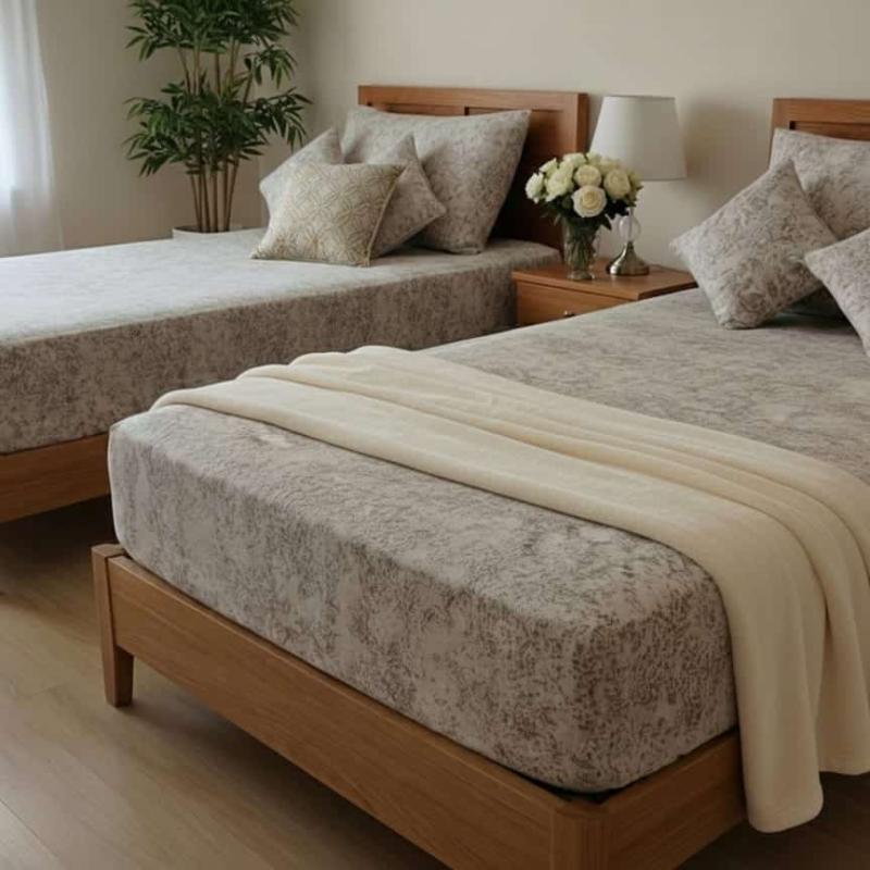 10 كرتونه×طقم ملاية أطفال استيك بني مشبح 6 قطع