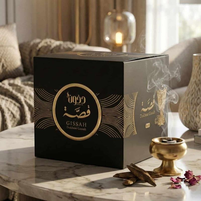12 قطعة × بخور كسر عود قصة 30 جرام – مع ماشّة هدية